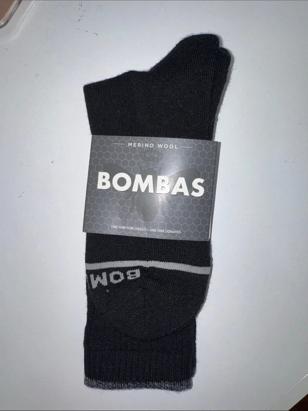 Bombas Black Merino Wool Athletic Crew Socks
